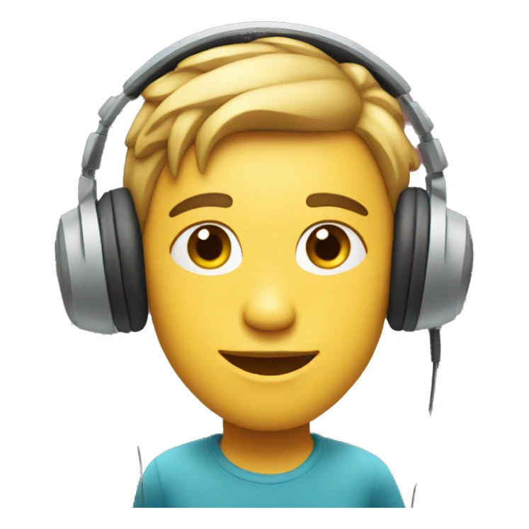 An emoji of podcaster in headphones looking aside  sticker