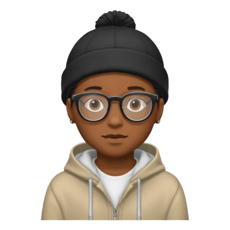 black boy with beanie and hoodie and glasses sticker