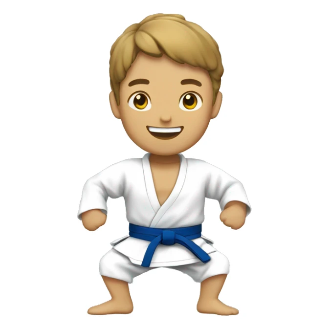 happy judoka with white judogi sticker