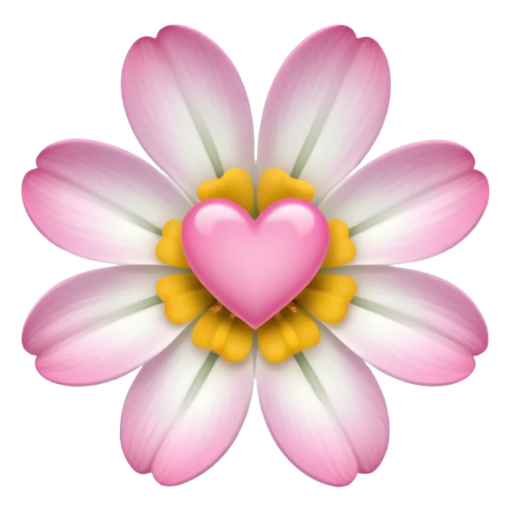 clear white flower with mini pink heart center  sticker