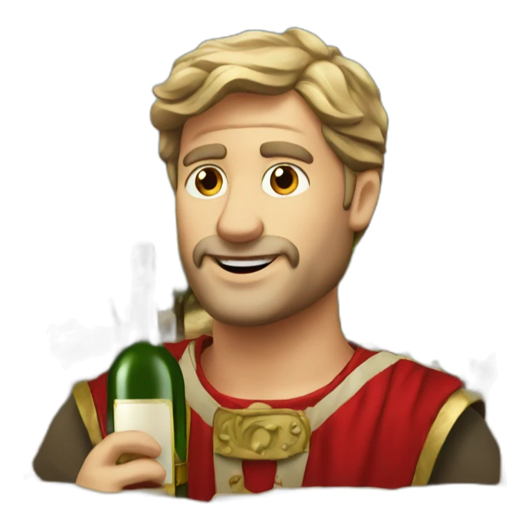 romain avec une bouteille de vins rouge sticker