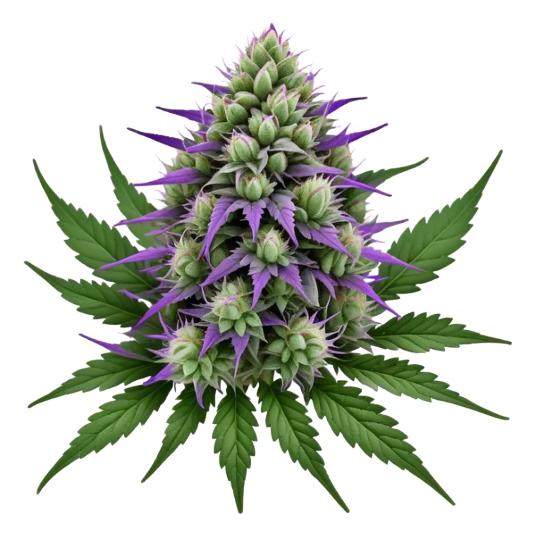 Wedding Crasher cannabis strain with purple buds and crystal trichomes sticker
