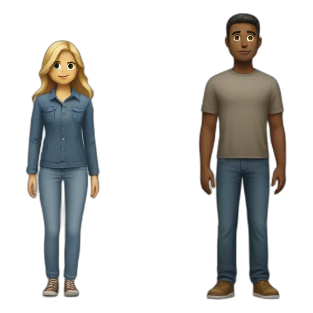 Guy and girl standing facing opposite back to back sticker