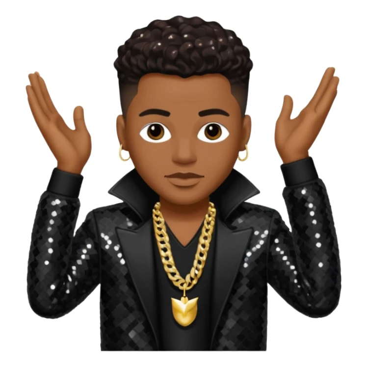 Donald DeVante Swing DeGrate from Jodeci/K-Ci & JoJo with dark brown, black sequin outfit sticker