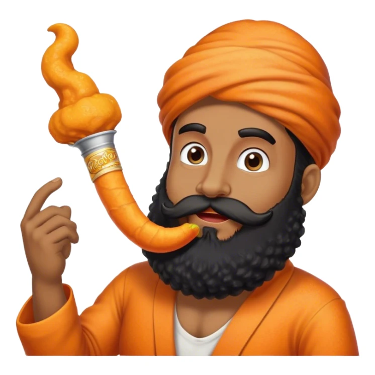 Black beard Jewish guy wearing a yamaca with Cheeto dust  sticker