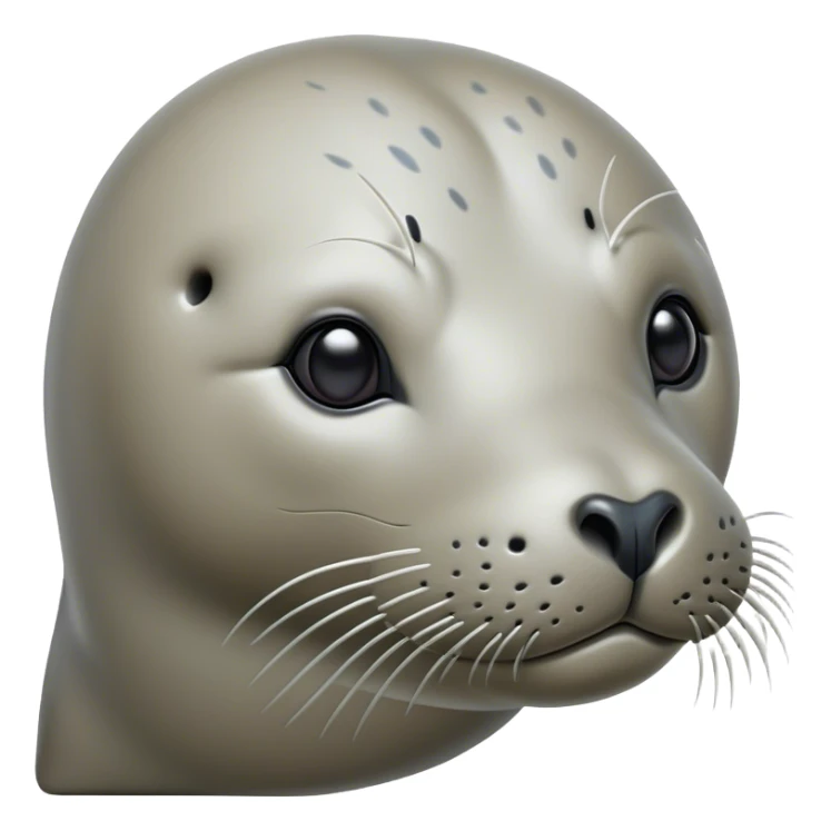 Cinematic Noble harbour seal Portrait Emoji, Poised and streamlined, with a sleek, smooth body of glossy, muted hues and expressive, dark eyes complemented by a rounded, agile head, Simplified yet sharp and sophisticated features, highly detailed, glowing with a soft, maritime luminescence, high shine, intelligent and graceful, stylized with an air of coastal authority, focused and alert, soft glowing outline, capturing the essence of a watchful marine guardian that appears ready to glide out of the screen with effortless authority! sticker