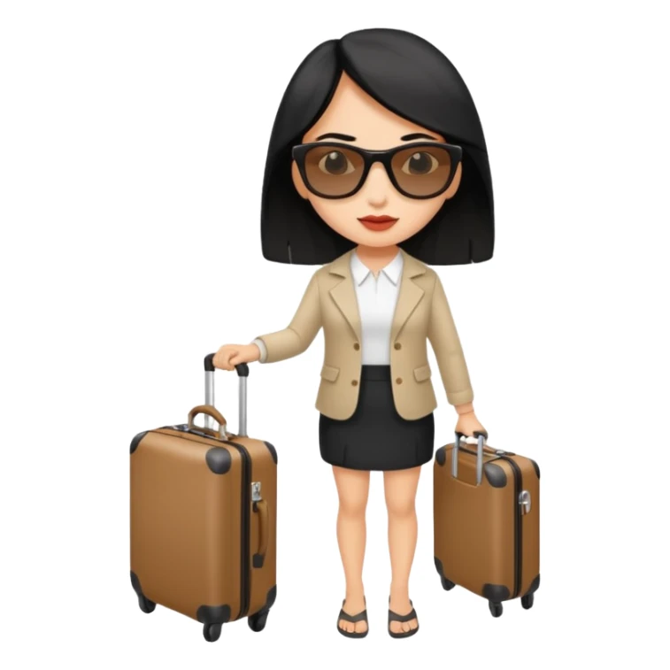 mujer viajando un equipaje de mano con el cabello negro  sticker