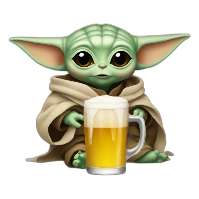 Baby yoda drink beer sticker