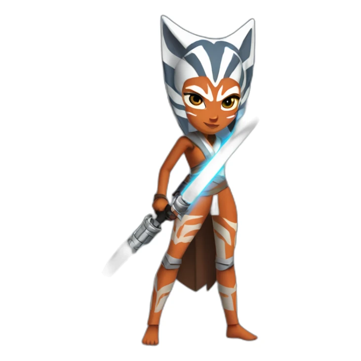 Hot Ahsoka Tano (full body, horns) white lightsaber sticker