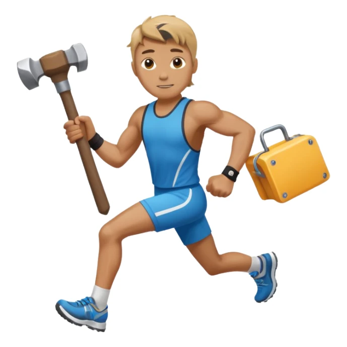 An emoji representing the ironman challenge event long-distance marathon for an mmorpg player who crafts everything themselves the hard way, and does not buy or sell items in-game. sticker