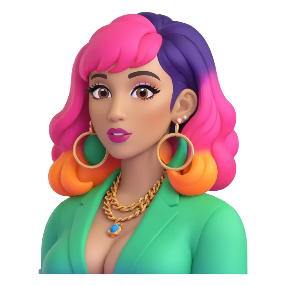 Cardi B with colorful hair sticker