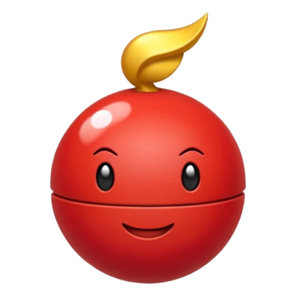 Uma pokébola redonda e simpática, vermelha em cima, branca embaixo, com uma faixa preta no meio e um botão branco central, com brilho suave e aparência limpa de emoji. sticker