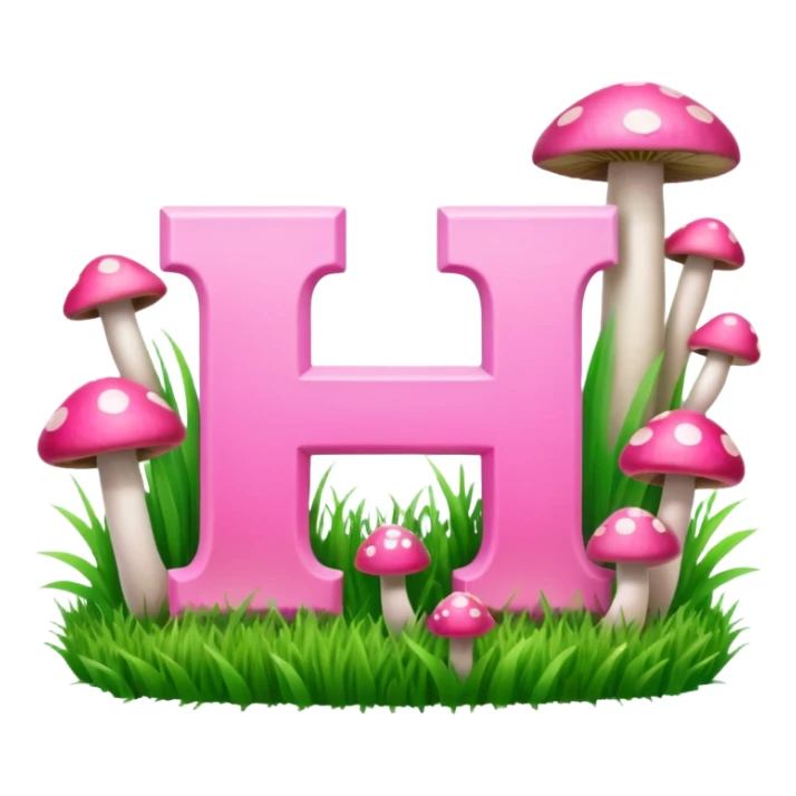 PAYPAL letters, pink and green, with grass growing, mushrooms around sticker