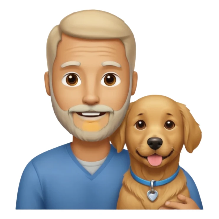 men with dog, 3 day beard, no hair sticker
