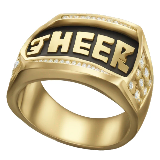 GOLDEN CHAMPION RING WITH THE WORD "STREAK" ENGRAVED ON THE T sticker