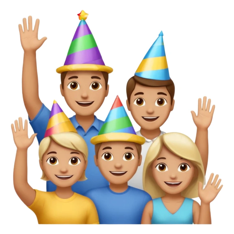 group of people happily returning, waving, welcoming vibe sticker