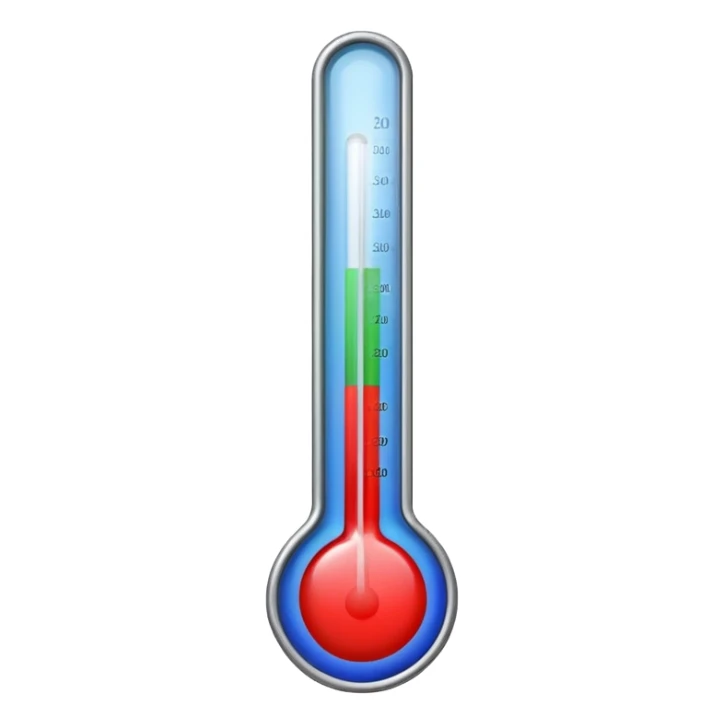 A straight thermometer has 5 colors on it, no round ball or circle at first  sticker