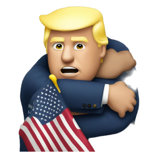 President Trump hugging a flag sticker
