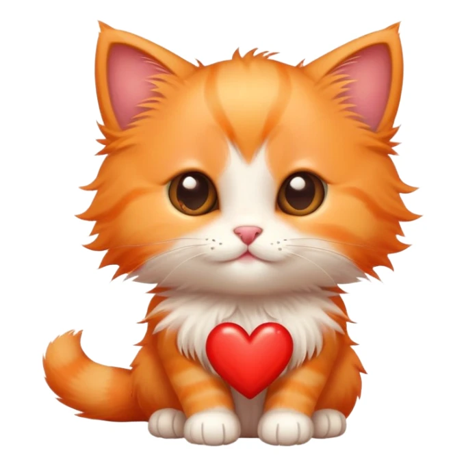 cute little orange kitten with a heart sticker