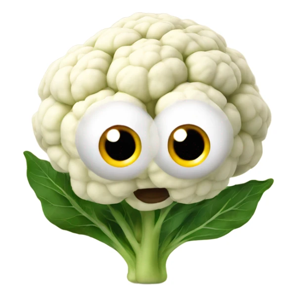 cauliflower looks into the mirror with big eyes sticker