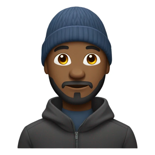 Bald black man with a beard and beanie sticker