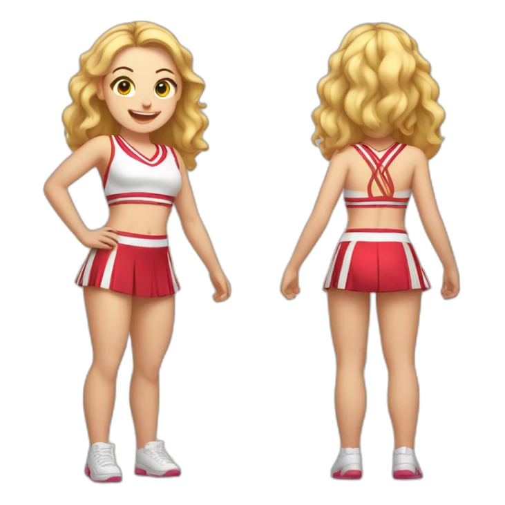 Full body Caucasian curvy cheerleader back and front views sticker