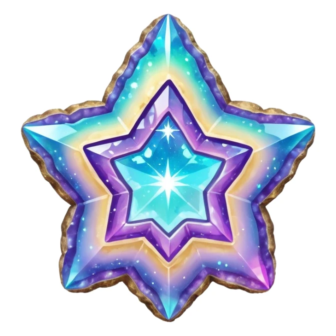 hd detailed glittering holographic star shaped geode sticker