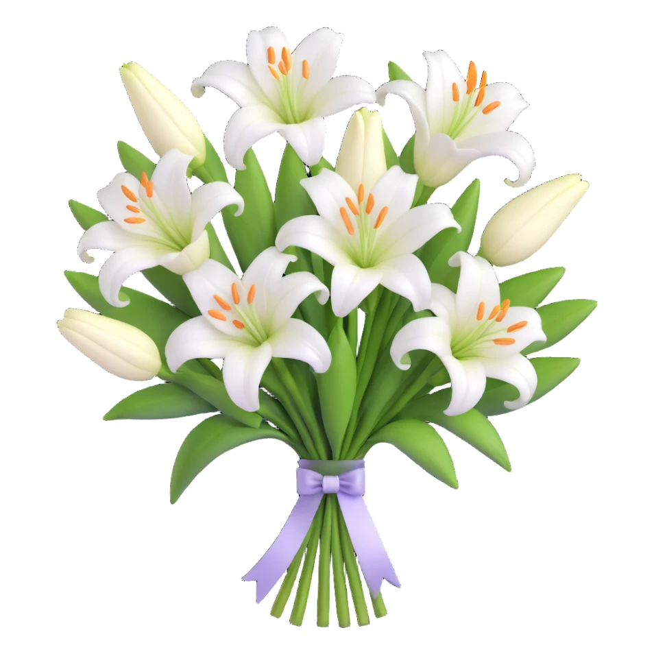 elegant bouquet of white lilies with ribbon sticker