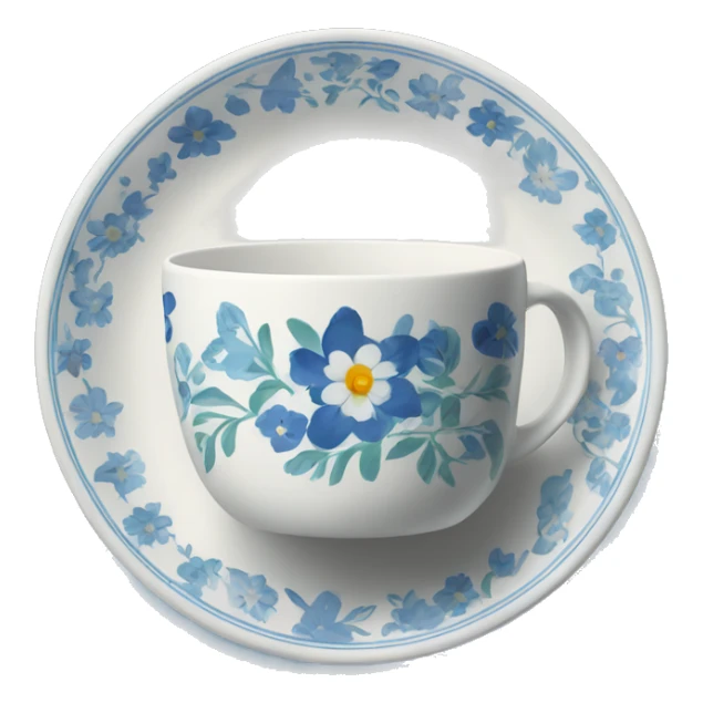Blue floral plate and cup  sticker