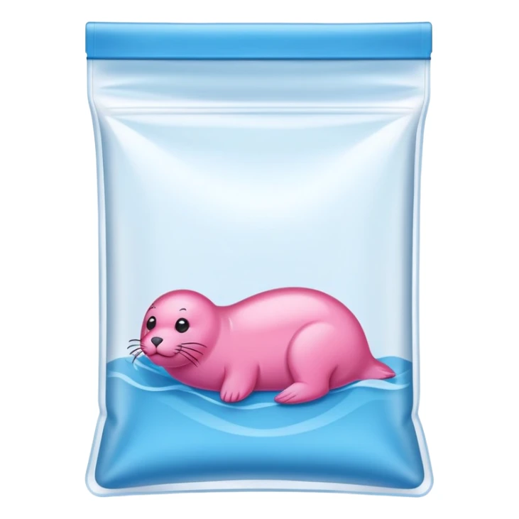 ziplock bag with blue and pink seal, empty sticker