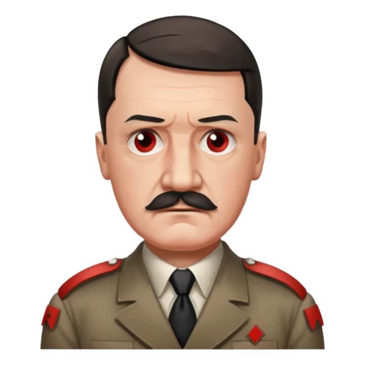 adolf hitler with a square mustache and a red band on his arm sticker