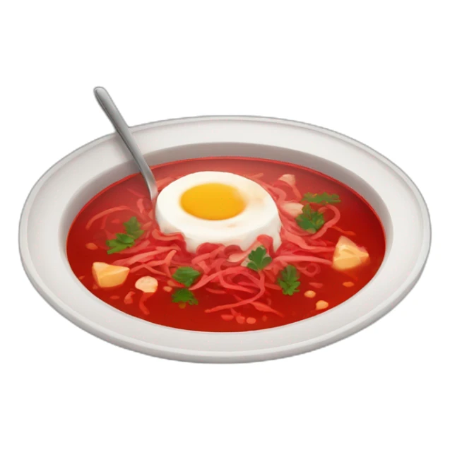 Borsch with salo near sticker