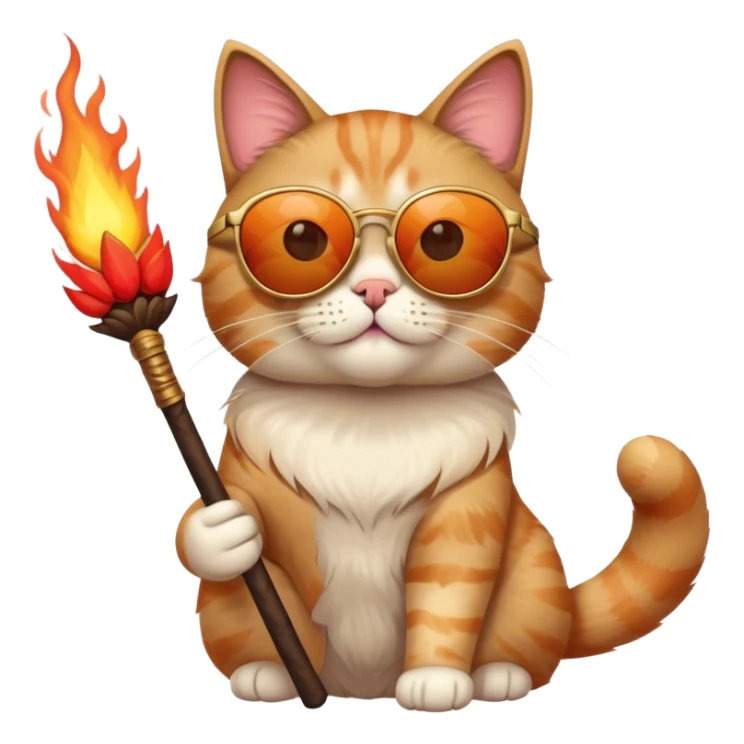 Cat wearing sunglasses, a firestick in his hand sticker