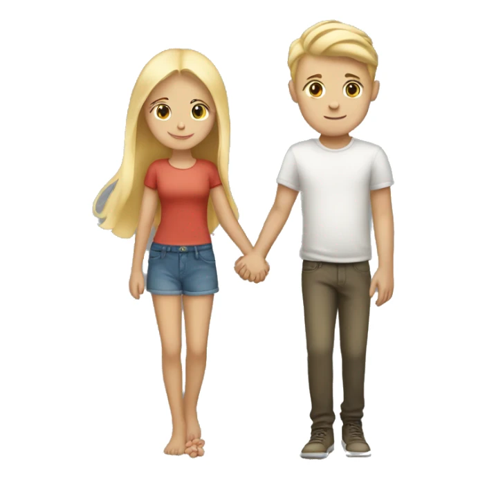 blonde girl holding hands with blonde boy sticker