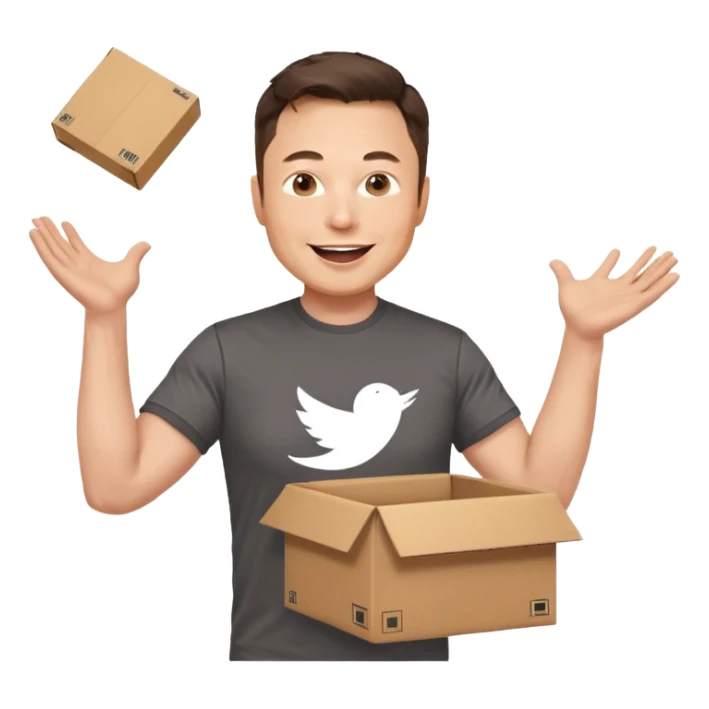 elon musk throwing amazon box in the air sticker