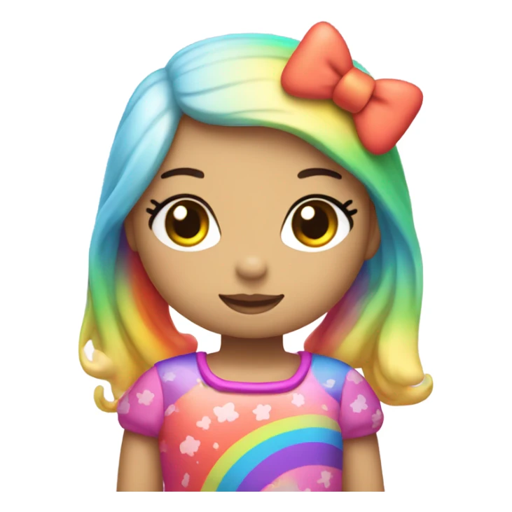 Hello kitty with a rainbow dress and eyelashes sticker