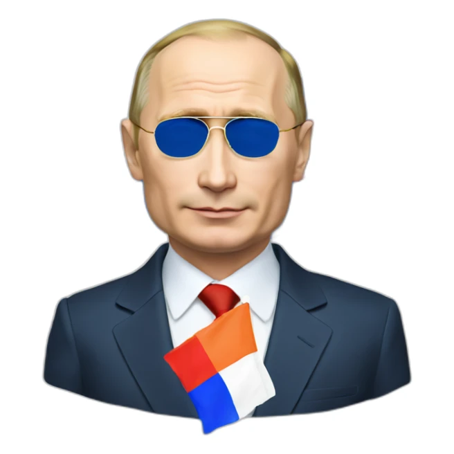 putin and tricolor flag white, blue, white sticker