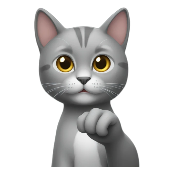 Grey cat who makes a finger of honor sticker