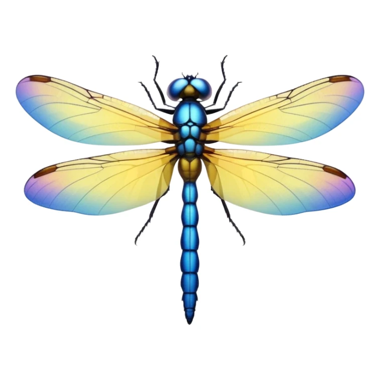 O libelula cu galben in mijloc si albastru pe varful aripilor sticker