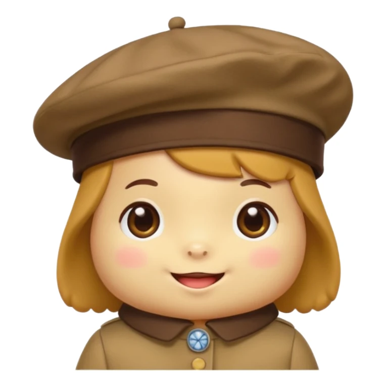 pom pom Purin wearing brown beret hat and smiling sticker