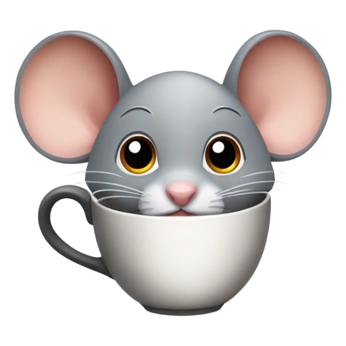 Mouse drink coffee ,Mouse don’t have one ear sticker