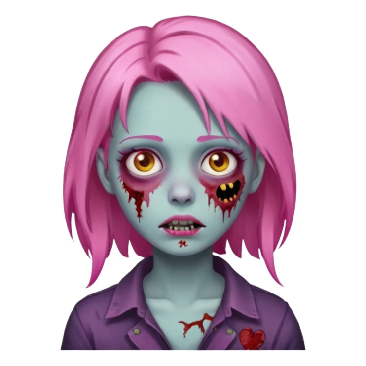 zombie girl with pink hair  sticker
