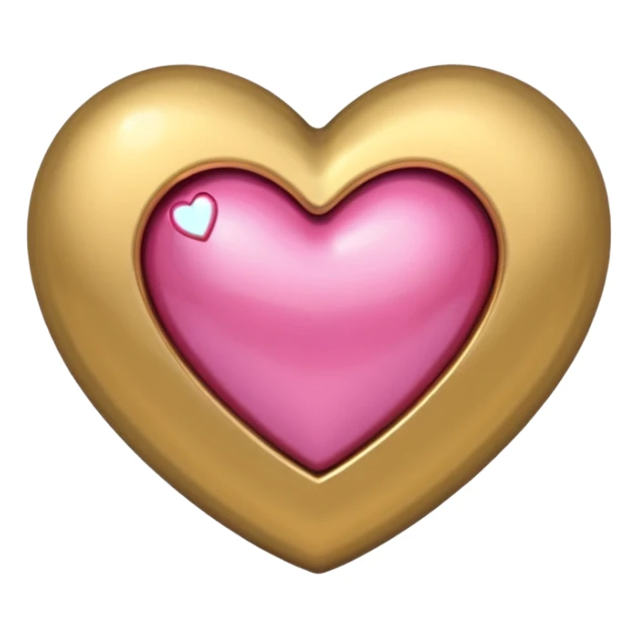 gold heart with one mini pink heart inside of it  sticker
