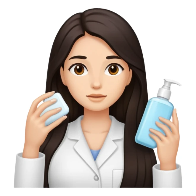 Girl with dark long hair doing skincare sticker