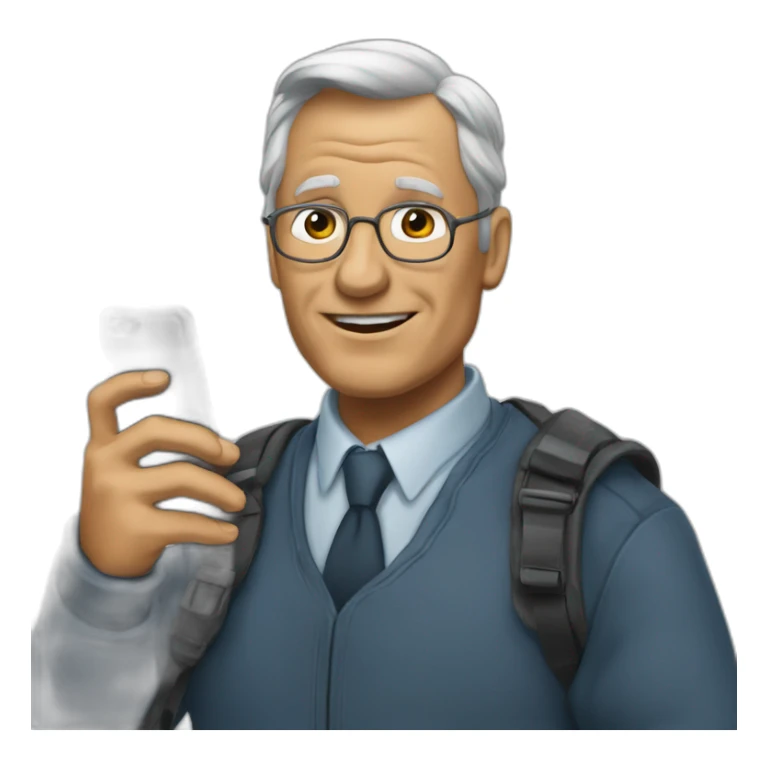 Un chauve tenant son téléphone sticker