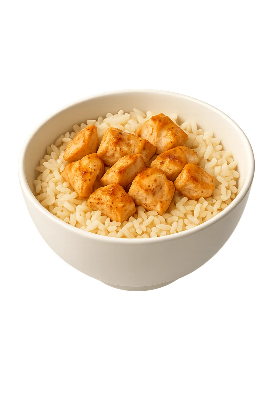 bowl bianca che fluttua in aria con riso e pollo sticker