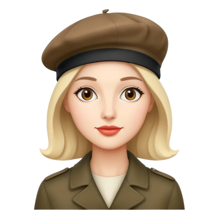 Parisian woman wearing a beret hat sticker