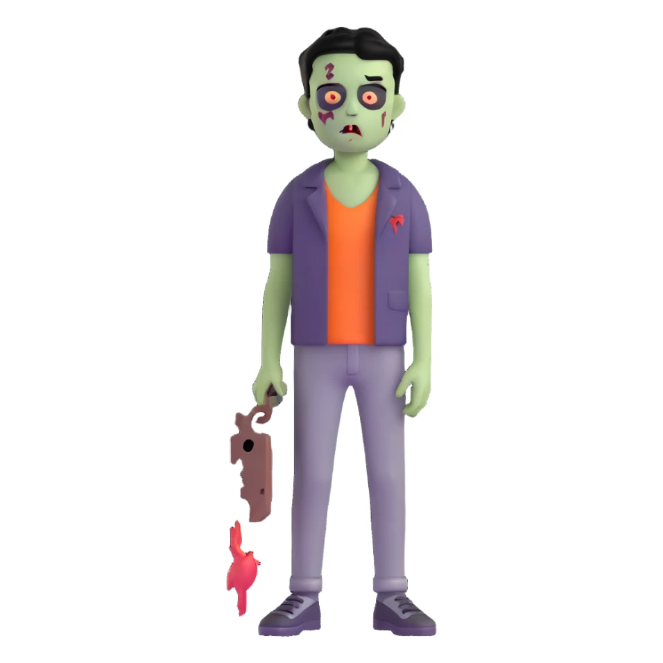 boy zombie with black hair, emo style sticker