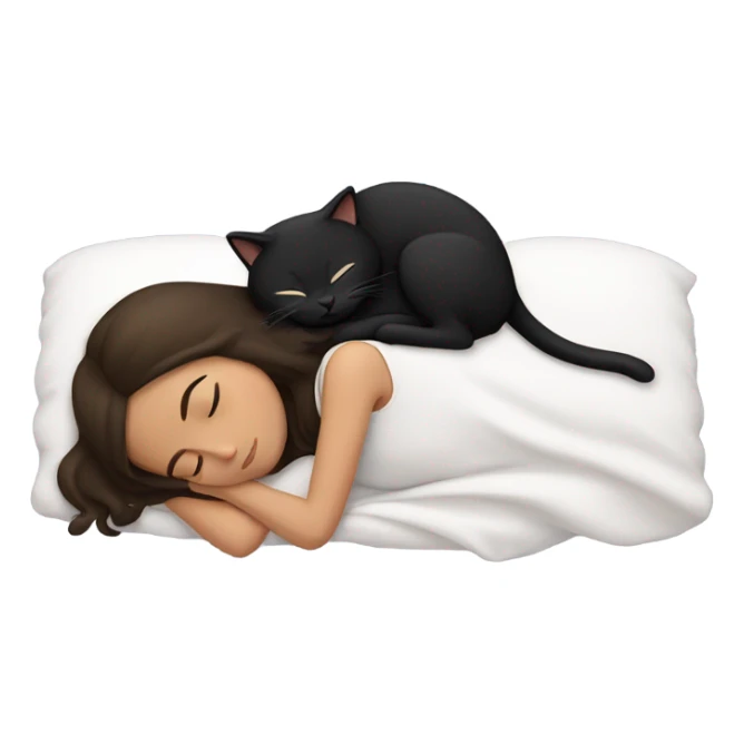 Brunette white girl sleeping with black cat sticker