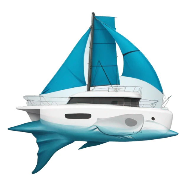 catamaran with shark painted on the side of the hull sticker